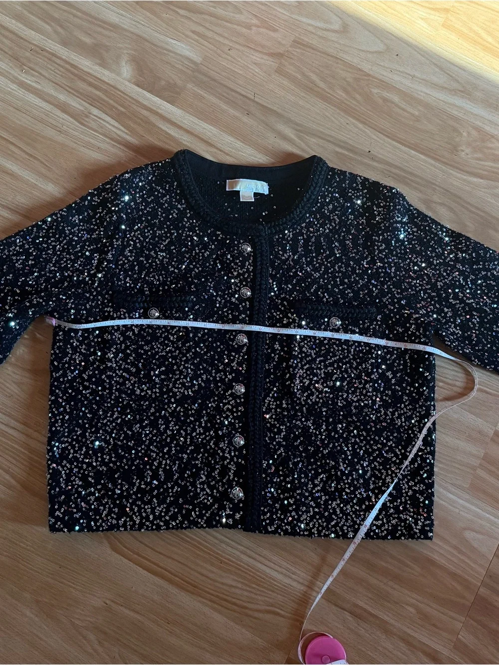 Gorgeous Michael Kors Sequined Metallic Stretch Knit Jacket - Size XL